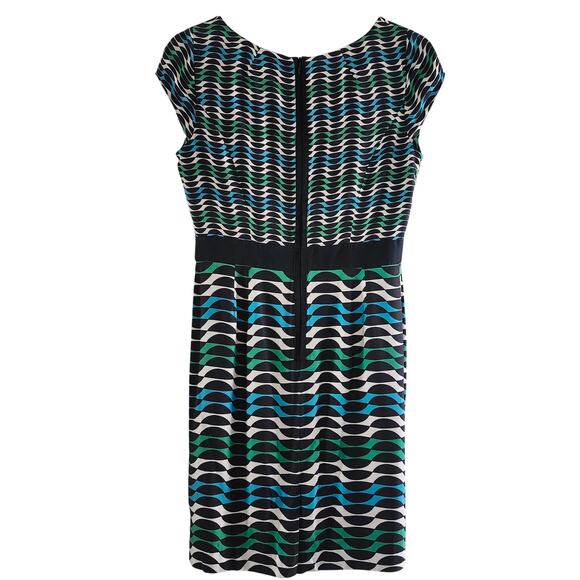 Boden Kensington Geometric Print Silk Blend Cap Sleeved Midi Dress Size 6 - Picture 2 of 10
